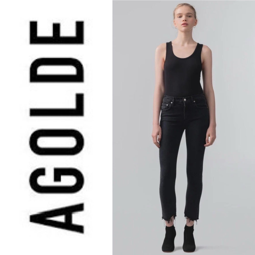 Agolde Toni Mid Rise Straight ankle Jean black wash size 24